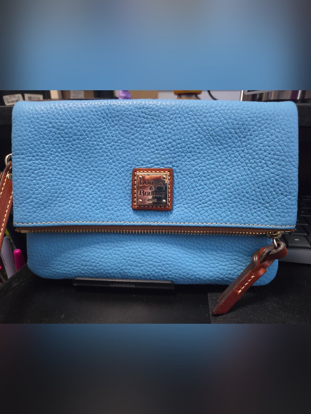 D&B Women's Blue Clutch with Red Interior